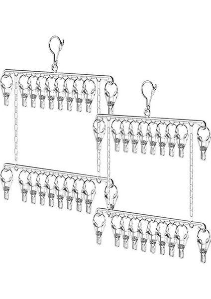 2 Adet Çift Katmanlı Metal Çorap Askısı, Paslanmaz Çelik Kurutma Rafı Çamaşır, Kurutma Ayakkabı, Çorap, Sütyen, Havlu, Iç Giyim, Şapka (Yurt Dışından)