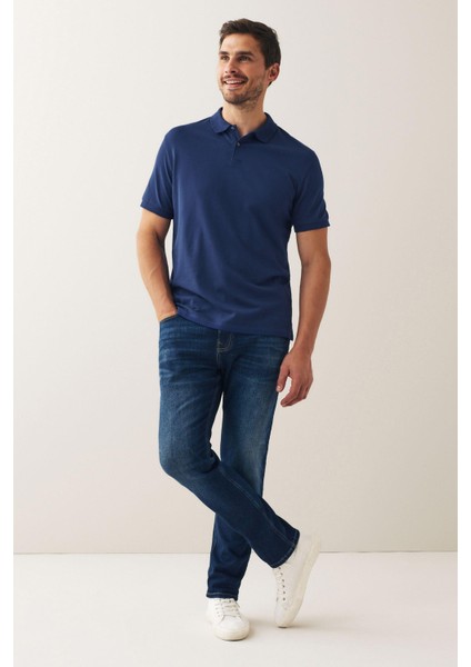 Erkek Kısa Kollu Polo Yaka T-Shirt Indigo fırsatları