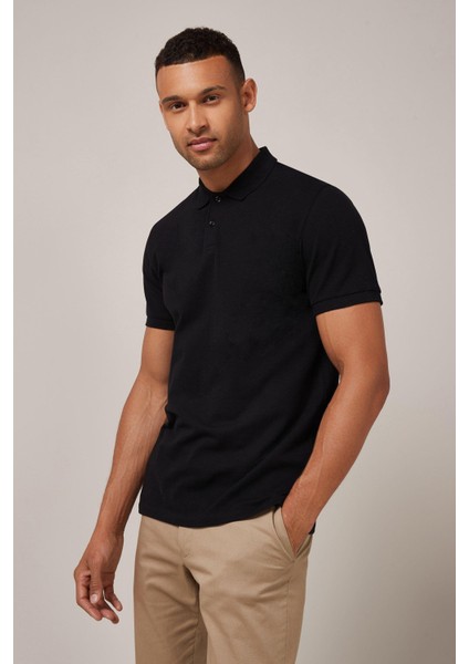 Erkek Kısa Kollu Polo Yaka T-Shirt Siyah fiyatları