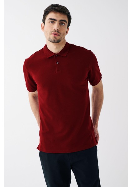 Erkek Kısa Kollu Polo Yaka T-Shirt Bordo