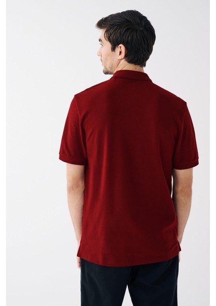 Erkek Kısa Kollu Polo Yaka T-Shirt Bordo