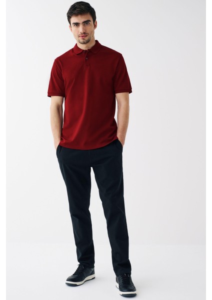 Erkek Kısa Kollu Polo Yaka T-Shirt Bordo