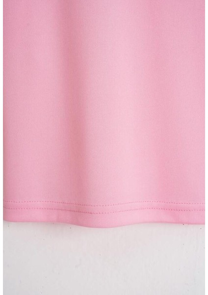 Unisex Oversize Bisiklet Yaka Düz Basic T-Shirt - Pembe