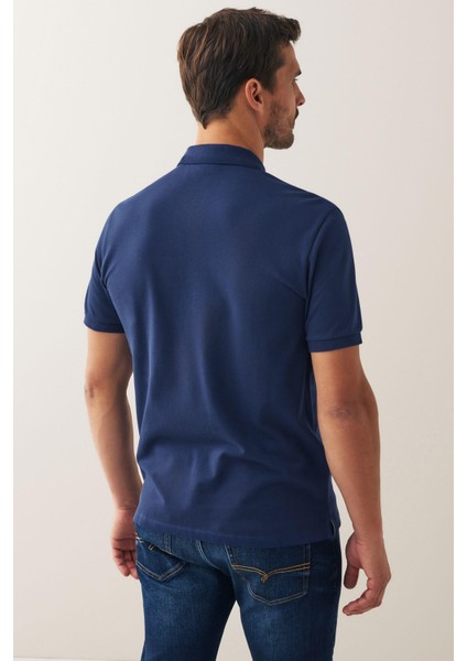 Erkek Kısa Kollu Polo Yaka T-Shirt Indigo