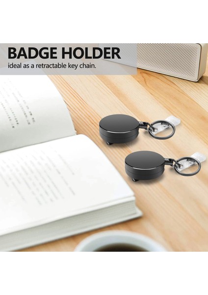 Paket Ağır Hizmet Tipi Geri Çekilebilir Rozet Tutucu Makara, Metal Kimlik Kartı Tutucu Kemer Klipsi ile Anahtarlık Isim Kartı Anahtarlık Siyah (Yurt Dışından) fırsatları
