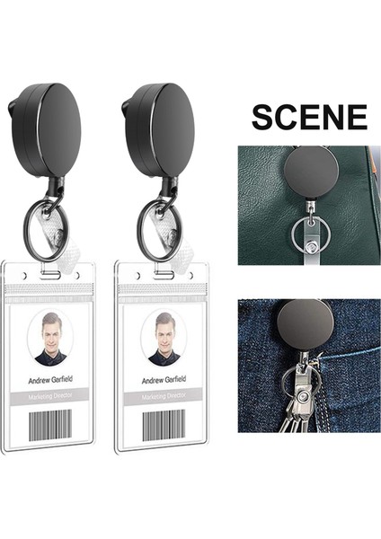 Paket Ağır Hizmet Tipi Geri Çekilebilir Rozet Tutucu Makara, Metal Kimlik Kartı Tutucu Kemer Klipsi ile Anahtarlık Isim Kartı Anahtarlık Siyah (Yurt Dışından) indirimleri