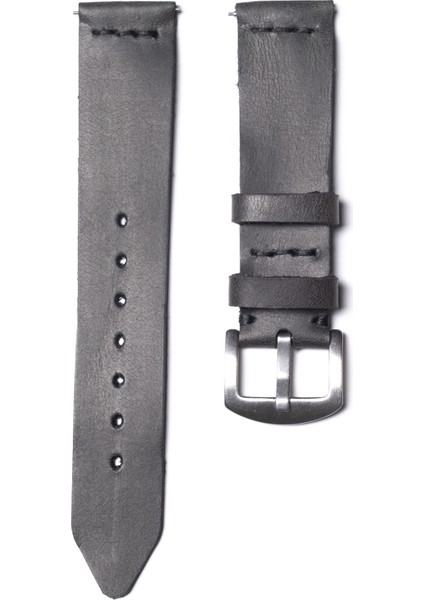 22 mm Tek Kat Deri Saat Kayışı-Siyah