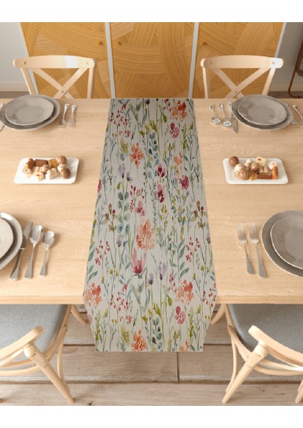 Yaprak Çiçek Baskılı Masa Runner Dijital Baskılı Masa Örtüsü Modern Dekoratif Örtü Masa Dekorasyonu