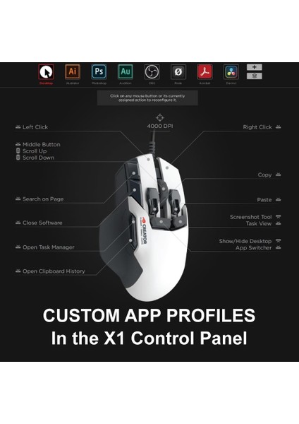 Creator Wired 3D Cad Mouse, 13 Özelleştirilebilir Düğme, Dahili Bellek
