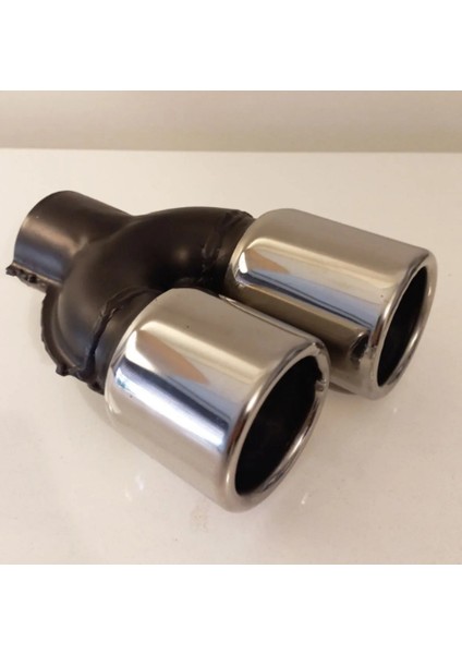 60 Mm. Krom Düz Yuvarlak (Dual) Çift Yönlü Paslanmaz Sessiz Egzoz Eksoz Ucu