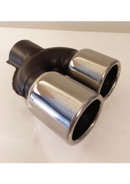 60 Mm. Krom Düz Yuvarlak (Dual) Çift Yönlü Paslanmaz Sessiz Egzoz Eksoz Ucu