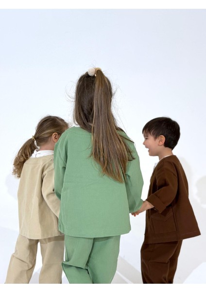 Çocuk Oversize Gabardin Pantalonlu 2 Li Alt Üst Takım modelleri