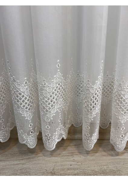 Boutique Curtain Bambu Brode Dantel Işlemeli Sık Pile Tül Perde Salon Perdesi