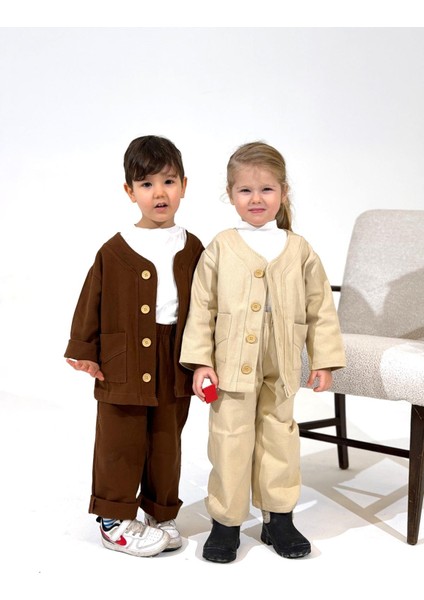 Çocuk Oversize Gabardin Pantalonlu 2 Li Alt Üst Takım indirimleri