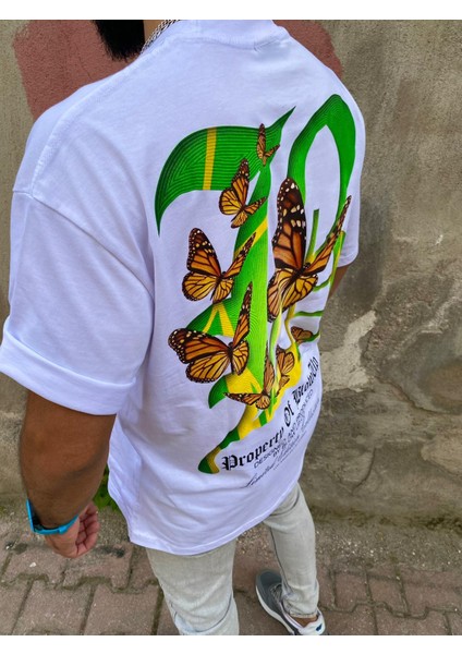 Giyim Beyaz Sırt Baskılı Oversize T-Shirt fiyatları