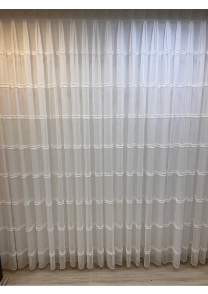 Boutique Curtain Bambu Şerit Saçaklı 1/3 Amerikan Sık Pile Rustik/korniş Uyumlu Tül Perde