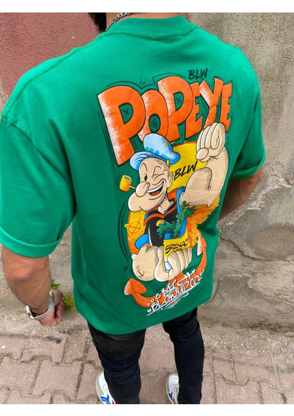 Giyim Yeşil Sırt Baskılı Oversize T-Shirt modelleri