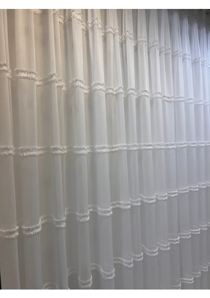 Boutique Curtain Bambu Şerit Saçaklı 1/3 Amerikan Sık Pile Rustik/korniş Uyumlu Tül Perde