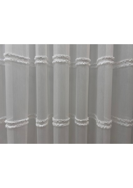 Boutique Curtain Bambu Şerit Saçaklı 1/3 Amerikan Sık Pile Rustik/korniş Uyumlu Tül Perde