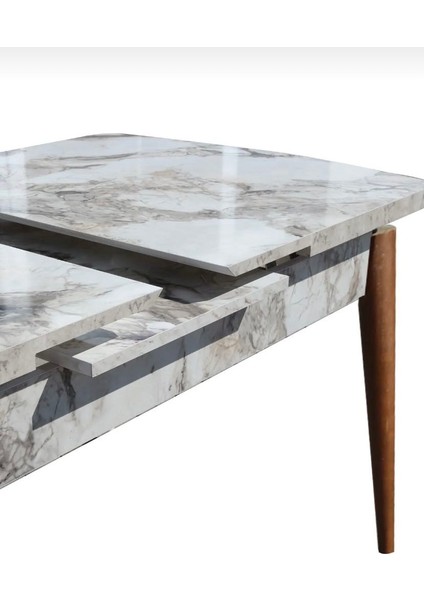 Yemek Masası Açılabilir 6 kişilik 80X130 Beyaz Mermer fiyatları