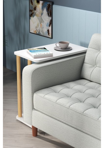 Beyaz Laptop Sehpası Ham Ahşap Ayaklı Ahşap Tabla Demonte C-Sehpa Yan Koltuk Servis Sehpası 35X60 fiyatları