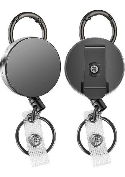 Paket Ağır Hizmet Tipi Geri Çekilebilir Rozet Tutucu Makaraları, Metal Kimlik Kartı Tutucu Kemer Klipsi ile Anahtarlık Isim Kartı Anahtarlık (Yurt Dışından)