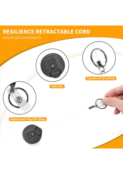 Paket Ağır Hizmet Tipi Geri Çekilebilir Rozet Tutucu Makaraları, Metal Kimlik Kartı Tutucu Kemer Klipsi ile Anahtarlık Isim Kartı Anahtarlık (Yurt Dışından) indirimleri