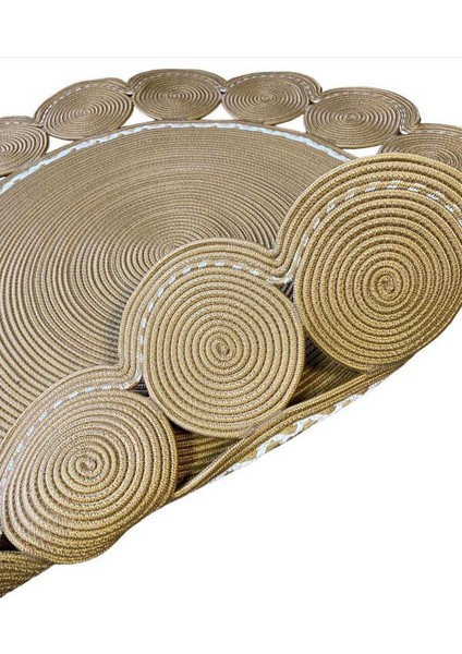 Premium Naturel Krem Daire Dekoratif Kilim Salon Halısı Oturma Odası Halsı 5004 modelleri