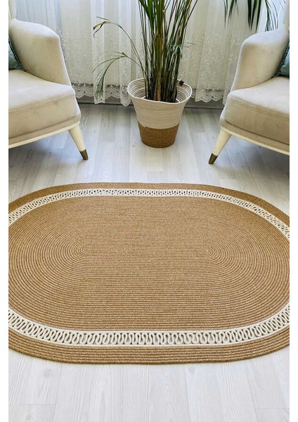 Premium Naturel Krem Oval Dekoratif Kilim Salon Halısı Oturma Odası Halsı 5001 fiyatları