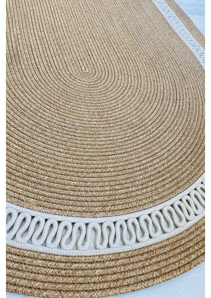 Premium Naturel Krem Oval Dekoratif Kilim Salon Halısı Oturma Odası Halsı 5001 indirimleri