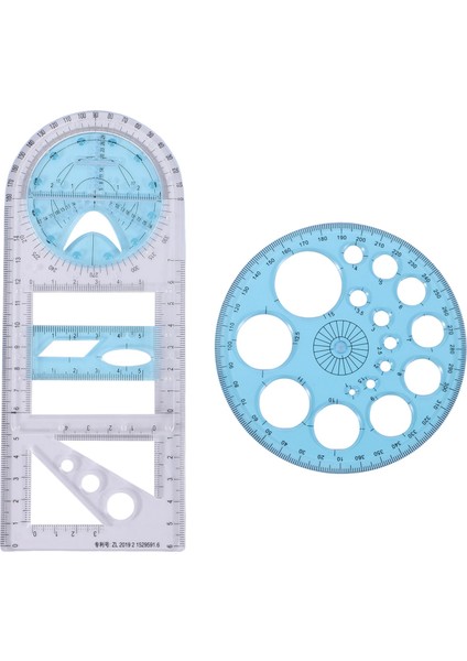 2 Adet Çok Fonksiyonlu Geometrik Cetvel Plastik Daire Çizim Aracı Çizim Şablonları Temizle Grafik Tasarım Araçları (Yurt Dışından)