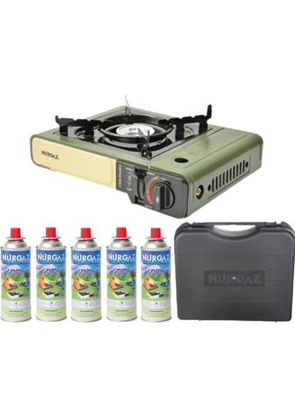 Portatif Kamp Ocağı + Orjinal Taşıma Çantası + 5 Gaz Kartuşu