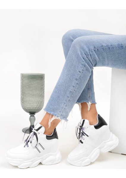 Lady Kadın Beyaz Gizli Topuklu Spor Ayakkabı Yükseklik 10 Cm fırsatları