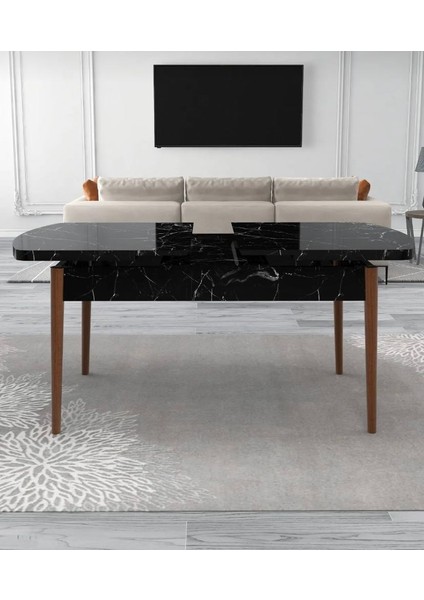 Yemek Masası Açılabilir 6 kişilik Siyah Mermer 80X130 fiyatları