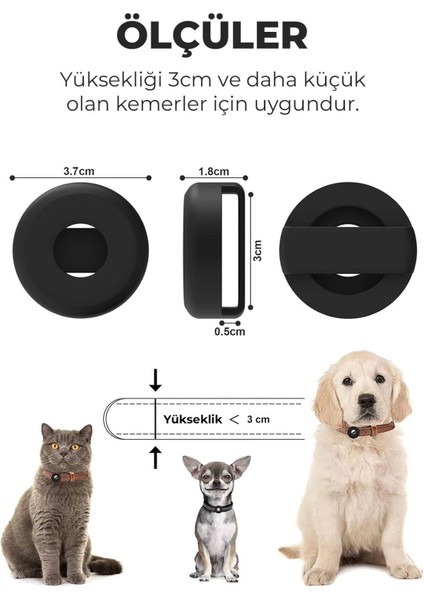 Airtag Uyumlu Köpek Tasma Kılıfı Tam Koruma Klasik Yumuşak Soft Silikon