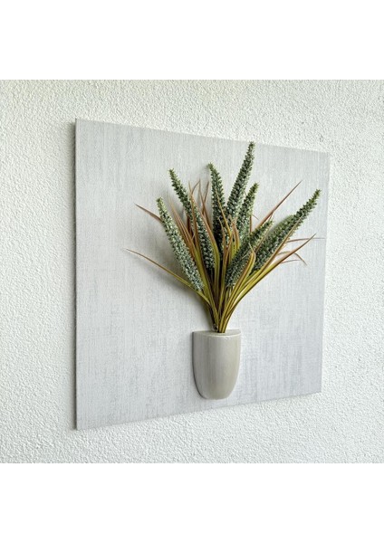 Kabartma Dokulu, Yeşil Çubuk Cipso Çiçekli 3D Tablo