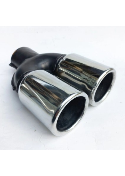 60 Mm. Krom Düz Eşit (Dual) Çift Çıkışlı Paslanmaz Egzoz Eksoz Ucu