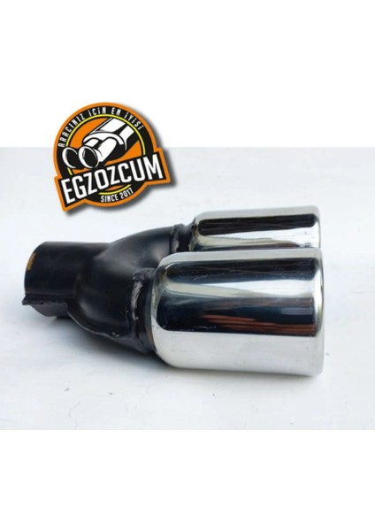 60 Mm. Krom Düz Eşit (Dual) Çift Çıkışlı Paslanmaz Egzoz Eksoz Ucu