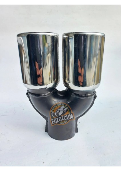 60 Mm. Krom Düz Eşit (Dual) Çift Çıkışlı Paslanmaz Egzoz Eksoz Ucu