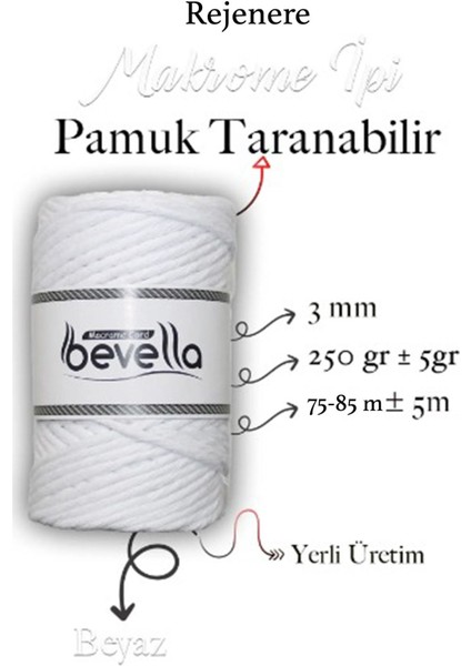 Makrome Ipi 3 mm Taranabilir 1 Adet 250 gr Beyaz fiyatları