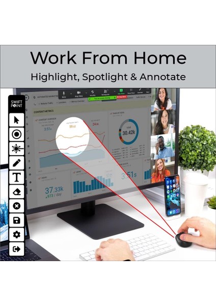 Surfacepoint Kablosuz Ergonomik Mouse, Sunum Tıklayıcısı - Siyah