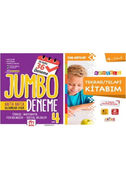 4.sınıf Olimpiyat Sorularıyla Jumbo Tüm Dersler Deneme ve Telafi Tekrar Kitabım