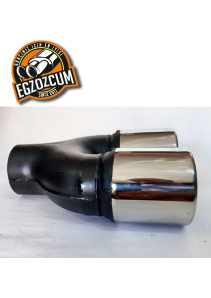 76 Mm. Krom Düz Eşit (Dual) Çift Çıkışlı Paslanmaz Içi Boş Egzoz Eksoz Ucu 2 Adet Takım