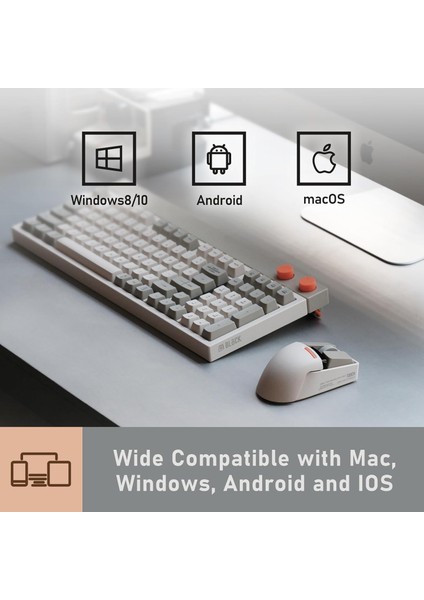 Touch Pbt Kablosuz Mouse Bluetooth, Kablolu Bağlantı, Şarj Edilebilir, Krem indirimleri