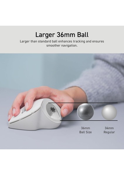 Ergonomik Konfor Tasarım Trackball Ist Bluetooth 5.3, Başparmak Kontrolü