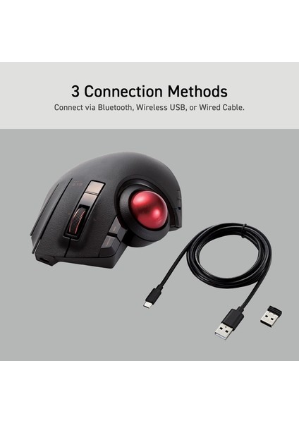 Trackball Kablosuz Mouse, Ergonomik Mouse, 3 Cihaz Bağlantısı, Kablolu