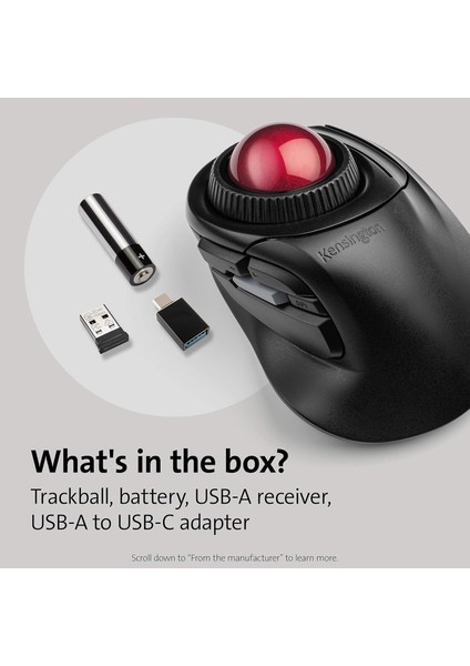 Orbit Fusion Kablosuz Trackball (K72363WW), Siyah indirimleri