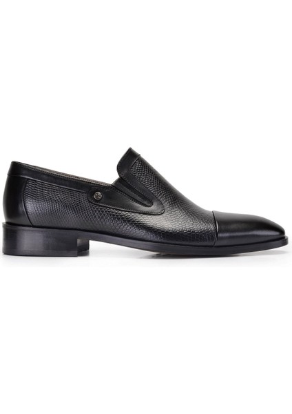 Siyah Klasik Loafer Kösele Erkek Ayakkabı -10782-