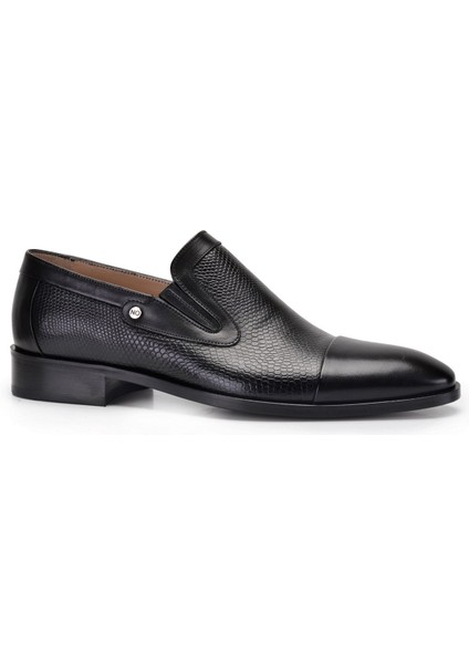 Siyah Klasik Loafer Kösele Erkek Ayakkabı -10782-