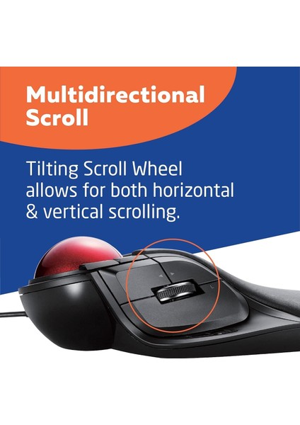 Huge Trackball Mouse, Kablolu, Parmakla Çalıştırılan, 8 Düğmeli